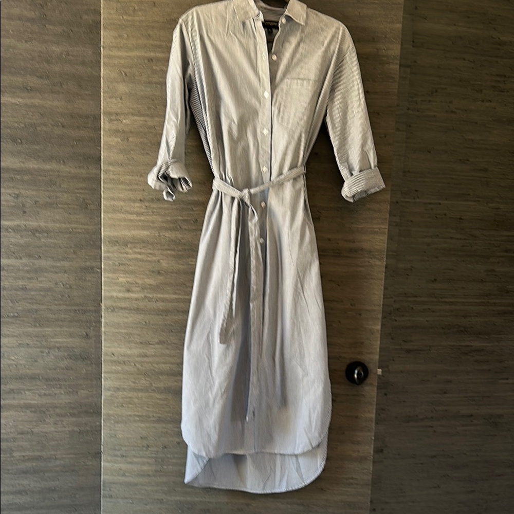 Banana Republic Blue and White Stripe Shirt Dress